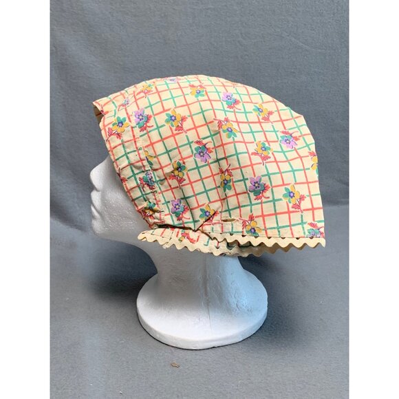 Vintage Floral Womens Bonnet with Buttons & Ric-Rac Trim - Picture 2 of 9